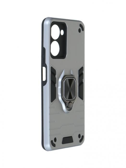 Чехол DF для Realme 10 Pro (5G) с магнитом и кольцом Silver rmArmor-03