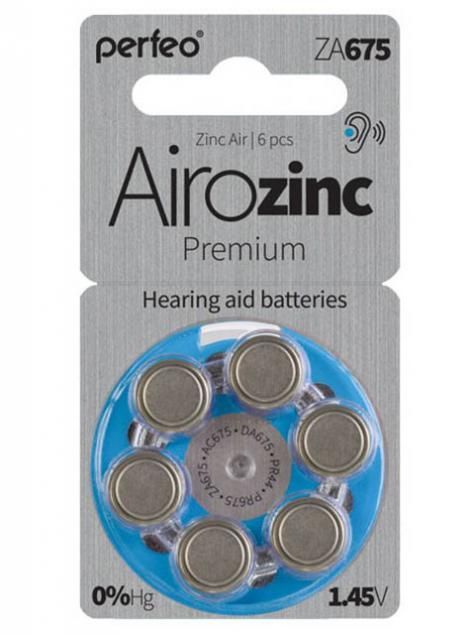 Батарейки Perfeo ZA675/6BL Airozinc Premium (6 штук)