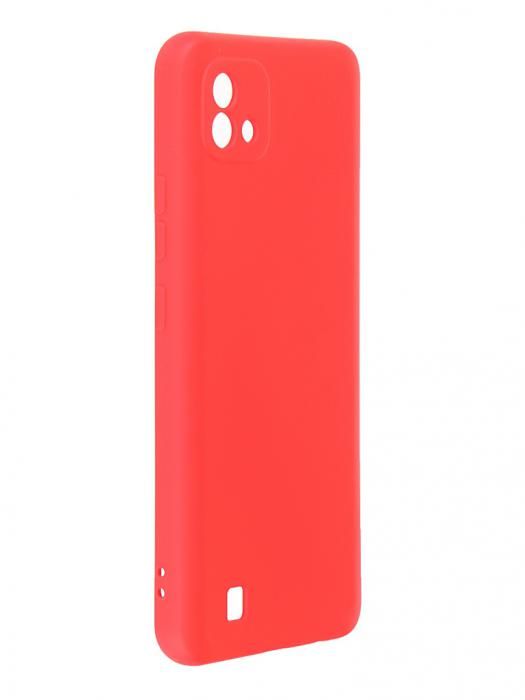 Чехол DF для Realme C20 с микрофиброй Silicone Red rmOriginal-10