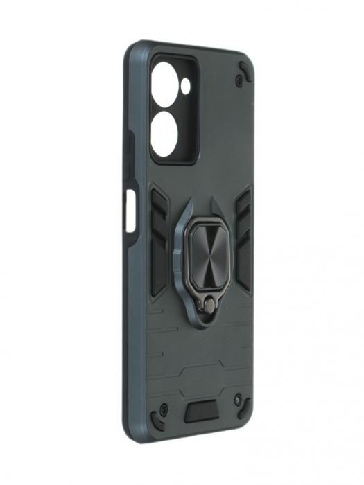 Чехол DF для Realme 10 Pro (5G) с магнитом и кольцом Dark Green rmArmor-03