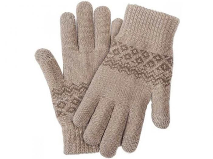 Теплые перчатки для сенсорных дисплеев Xiaomi Mi Wool Screen Touch Gloves Woman р.UNI Beige