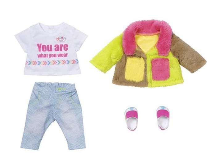 Одежда для куклы Zapf Creation Baby Born Модный наряд с разноцветной меховой курткой 830-154