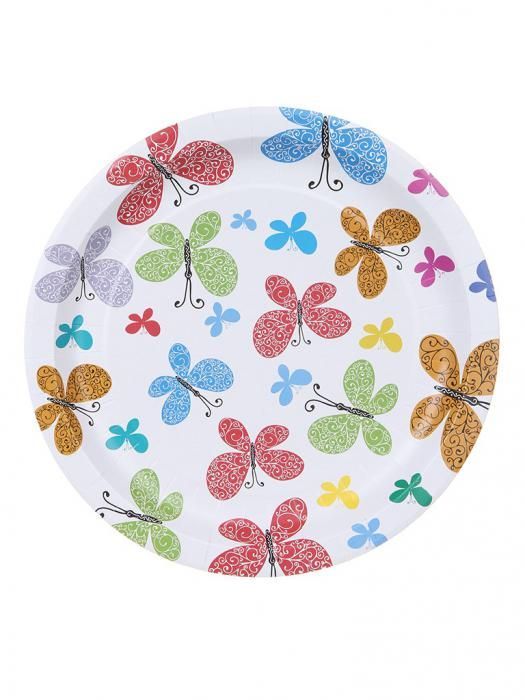 Одноразовые тарелки Хамелеон Бабочки 23cm 6шт VPH308
