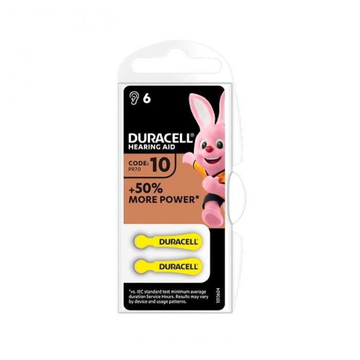 Батарейки Duracell DA10/6BL AAHA ActivAir Hearing Aid ZA10 (6 штук)